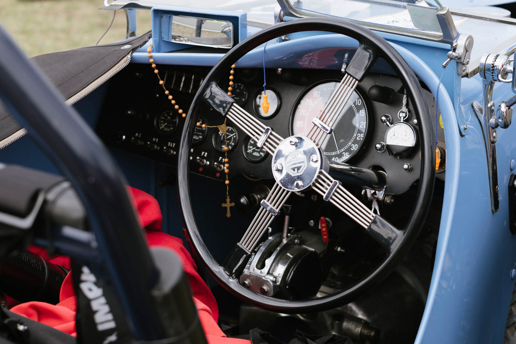 cockpit of British open wheel race car