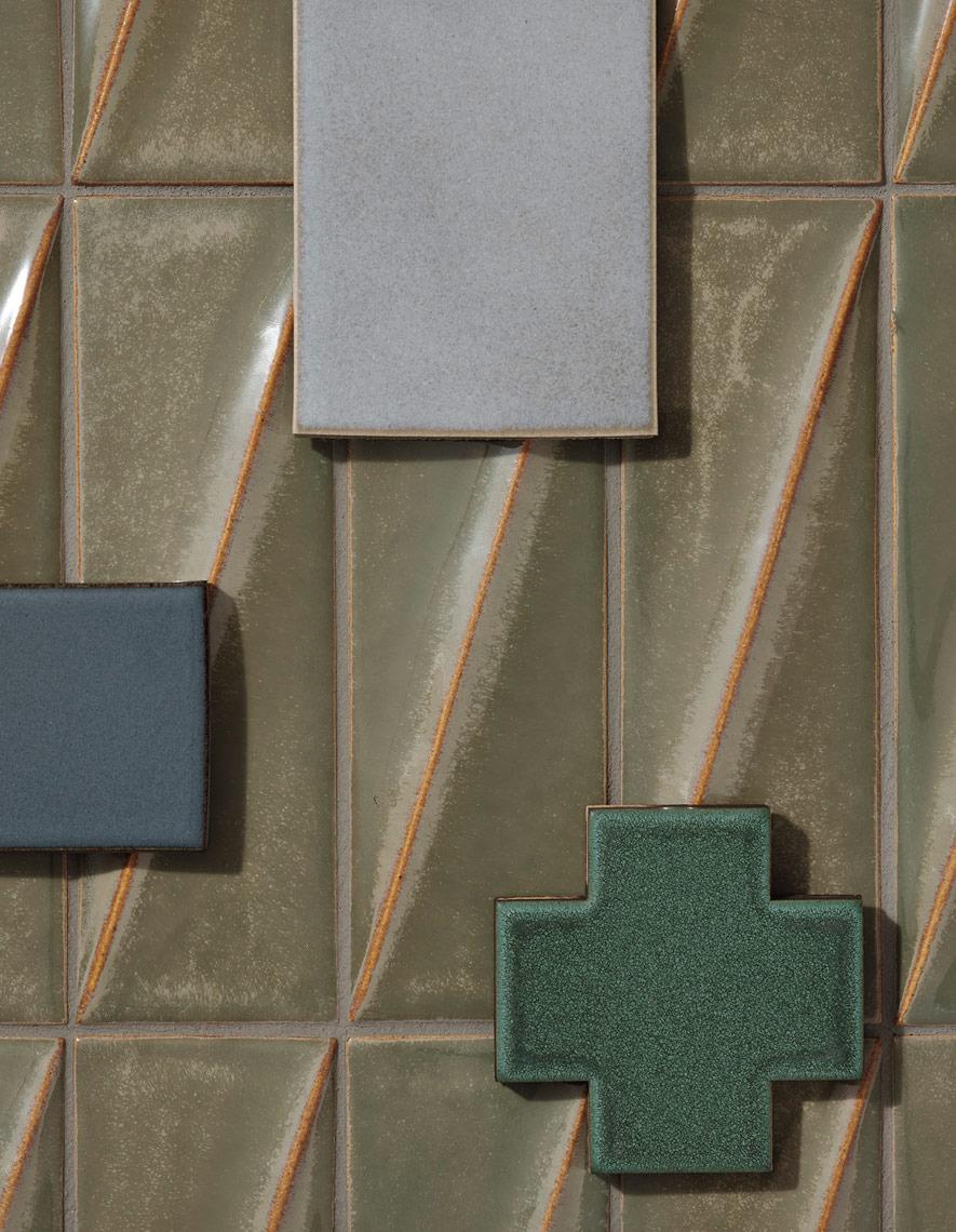 unique shaped earth tone tiles on a tile background