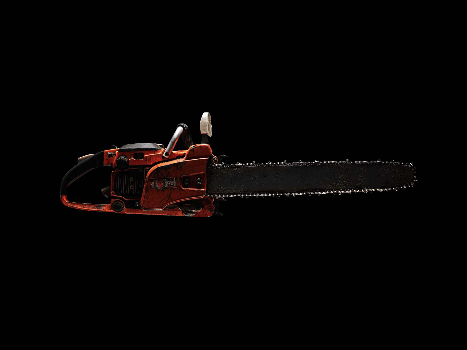 animation of a chainsaw on a black background
