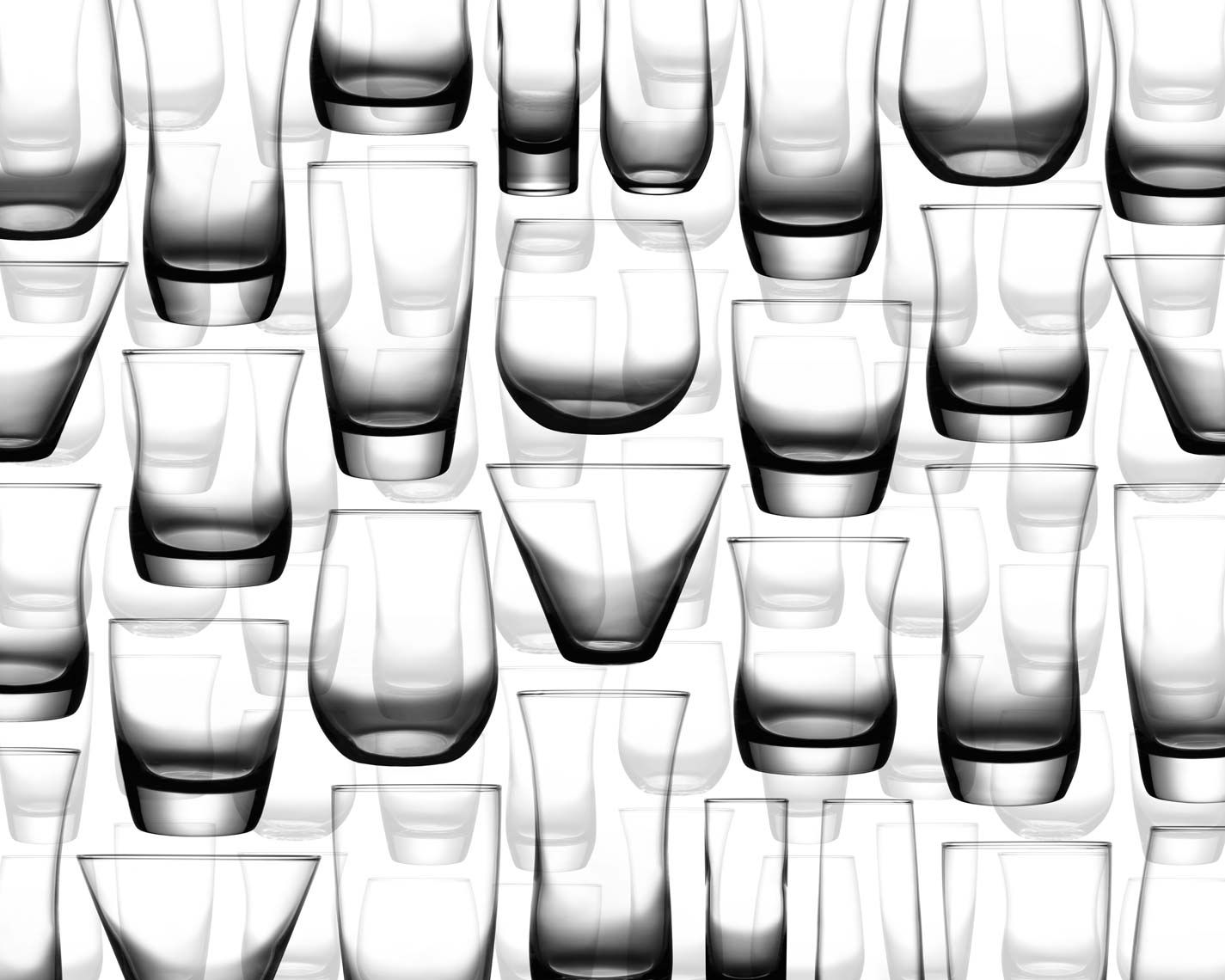 clear glassware in a random pattern