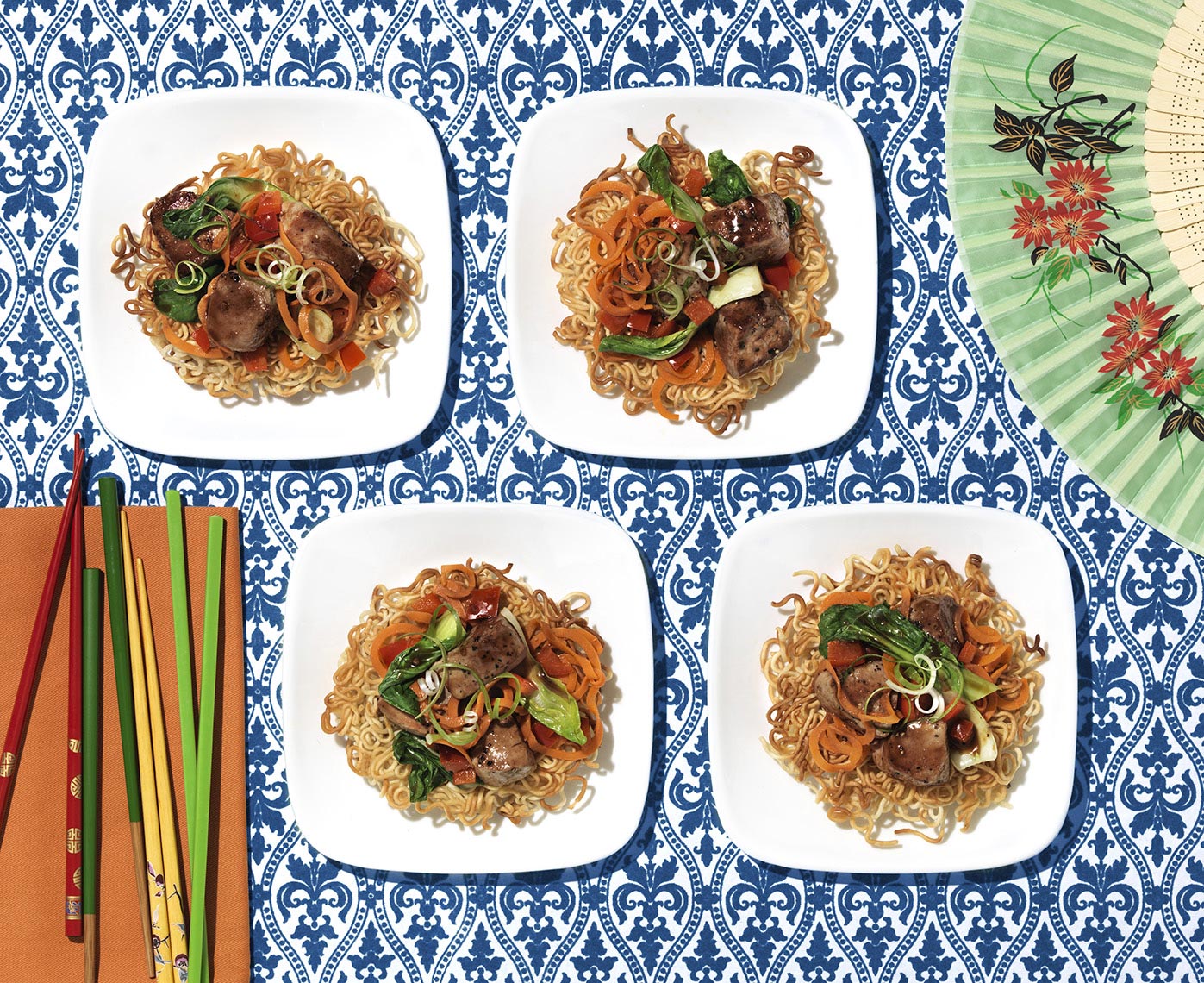 asian noodle salad with grilled vegetables