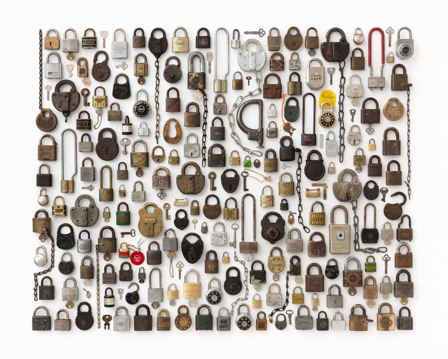 giant lock collection organized neatly