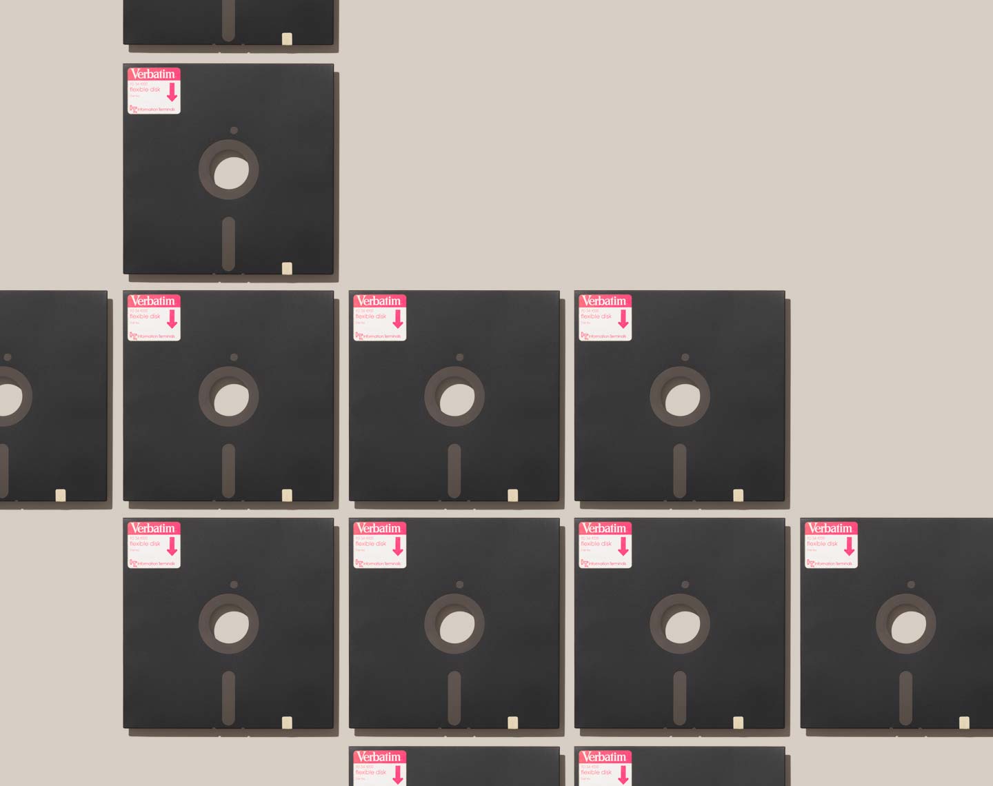 5 1/4 inch floppy disk arranged neatly