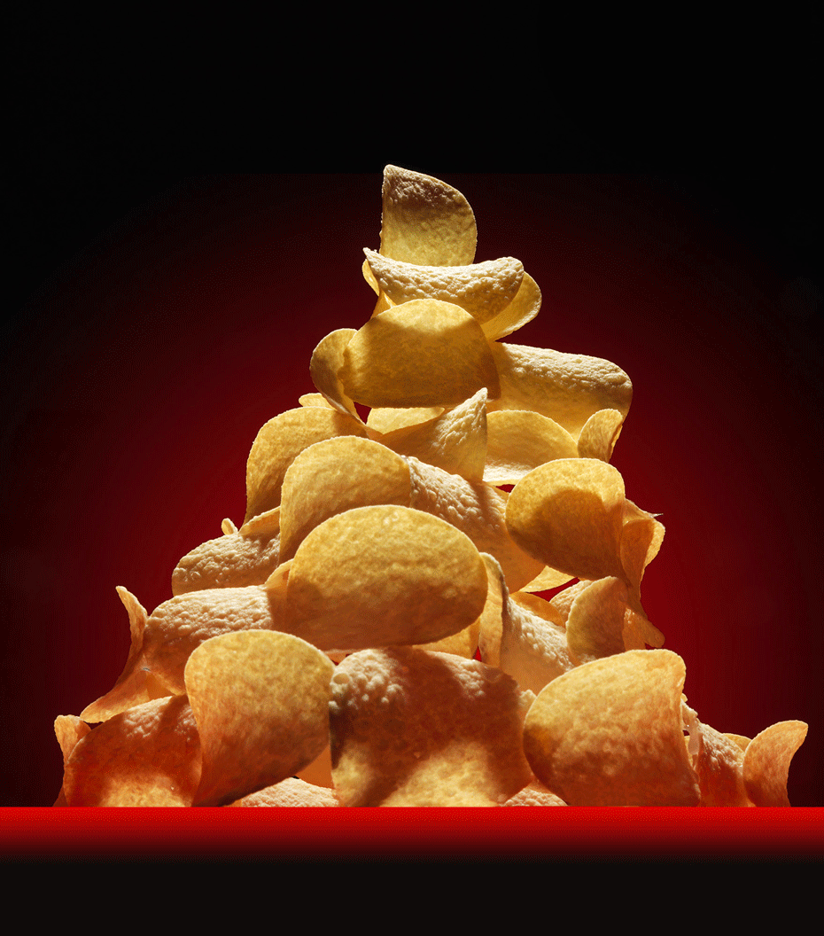 potato chips in a pyramid formation 
