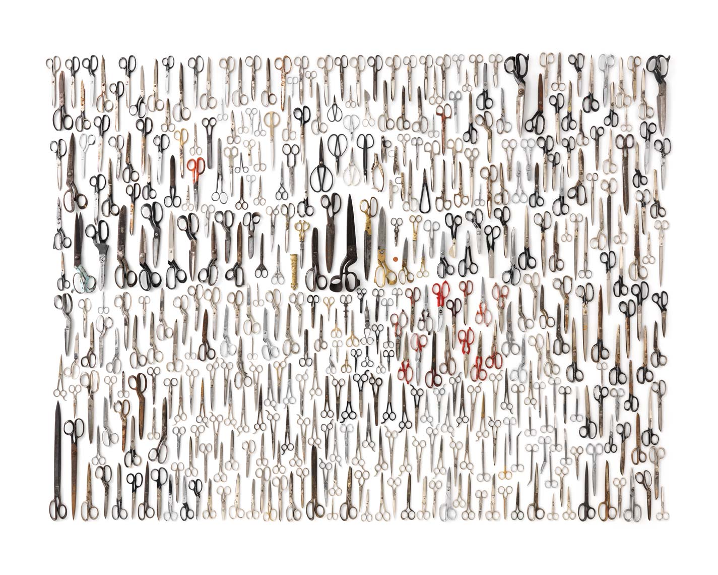 enormous scissor collection on a white background
