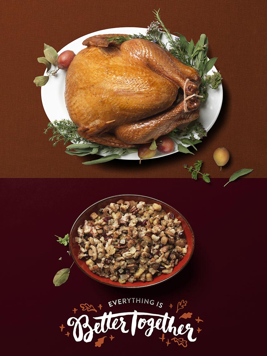 classic holiday turkey with a bowl on stuffing