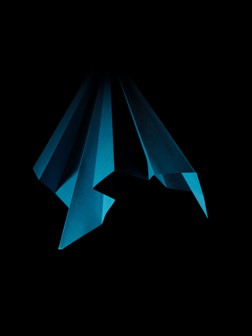 blue-folded-paper-spaceship